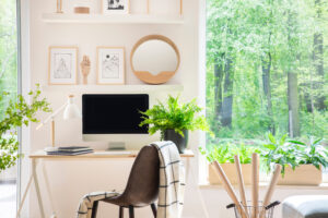 Office with plants and trendy decorations