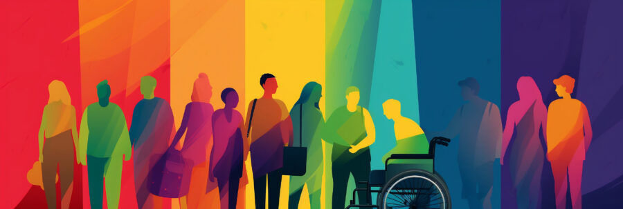 Illustration of people with different abilities representing accessbility