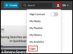 Mediaspace User Menu Login