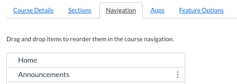 Canvas Settings Navigation tab